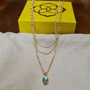 New Kendra Scott Gold Elisa Triple Strand Necklace in Abalone